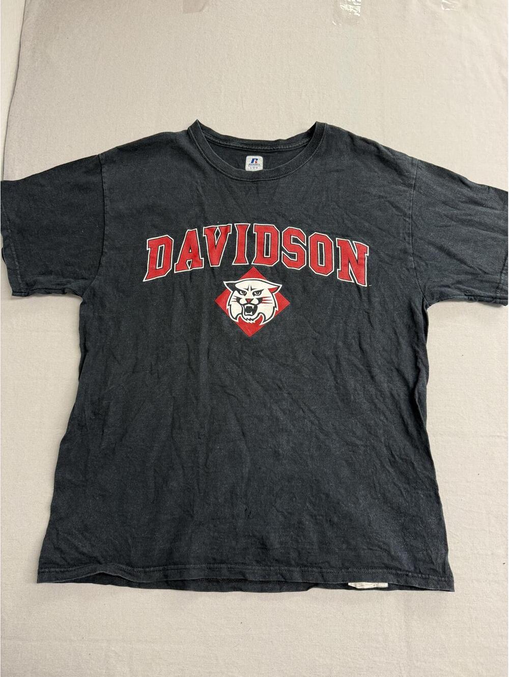 Vintage Davidson College Wildcasts T-shirt Russell Faded - L